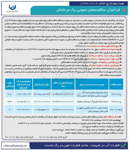 مناقصه اجرای خط پمپاژ...نوبت دوم