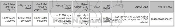 مناقصه عمومی دو مرحله ای خرید 11000 عدد جعبه انشعاب کامپوزیتی 6 و 9 انشعابه