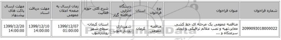 مناقصه عمومی یک مرحله ای خط کشی معابر،تهیه و نصب علائم ترافیکی و ایجاد سرعتکاه و ...