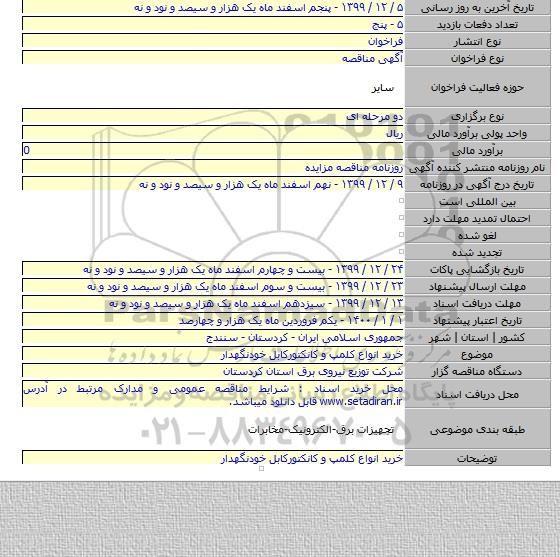 خرید انواع کلمپ و کانکتورکابل خودنگهدار