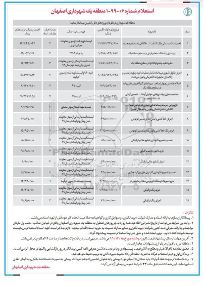 استعلام, استعلام تعمیرات تاسیساتی پارکینگ و ...