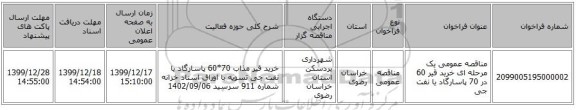 مناقصه عمومی یک مرحله ای خرید قیر 60 در 70 پاسارگاد یا نفت جی