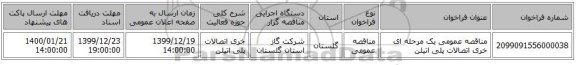 مناقصه عمومی یک مرحله ای خری اتصالات پلی اتیلن