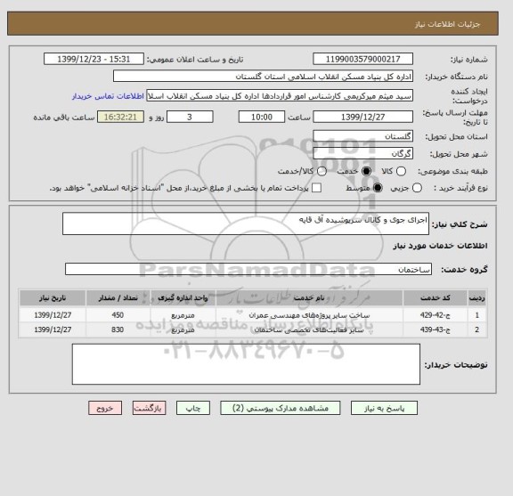 استعلام اجرای جوی و کانال سرپوشیده آق قایه