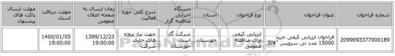 فراخوان ارزیابی کیفی خرید 15000 عدد تی سرویس 