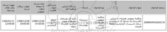 مناقصه عمومی همزمان با ارزیابی (فشرده) یک مرحله ای استاندارد سازی تاسیسات گرمایشی منطقه هیرمند