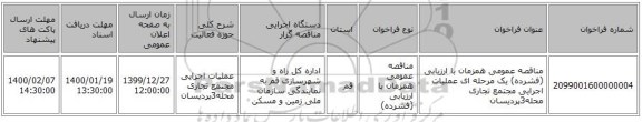 مناقصه عمومی همزمان با ارزیابی (فشرده) یک مرحله ای عملیات اجرایی مجتمع تجاری محله3پردیسان