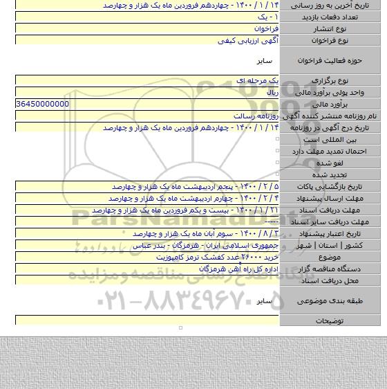 خرید ۲۶۰۰۰ عدد کفشک ترمز کامپوزیت