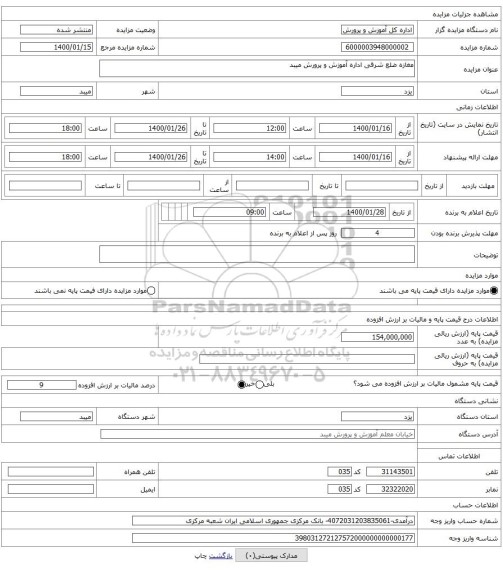 مغازه ضلع شرقی اداره آموزش و پرورش میبد