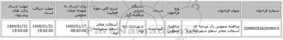 مناقصه عمومی یک مرحله ای آسفالت معابر سطح شهرباتنه وره 