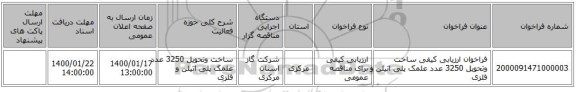 فراخوان ارزیابی کیفی   ساخت وتحویل  3250 عدد علمک پلی اتیلن و فلزی