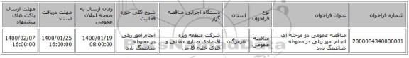 مناقصه عمومی دو مرحله ای انجام امور ریلی در محوطه شانتینگ یارد