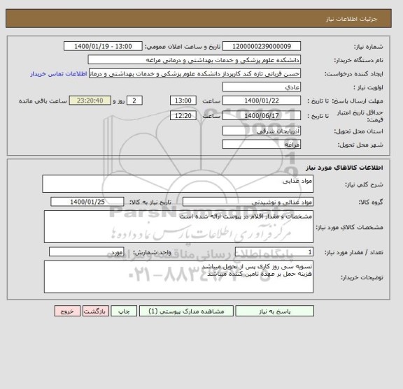 استعلام مواد غذایی