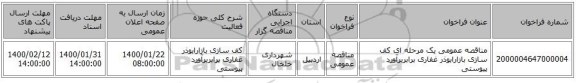 مناقصه عمومی یک مرحله ای کف سازی بازارابوذر غفاری برابربرآورد پیوستی