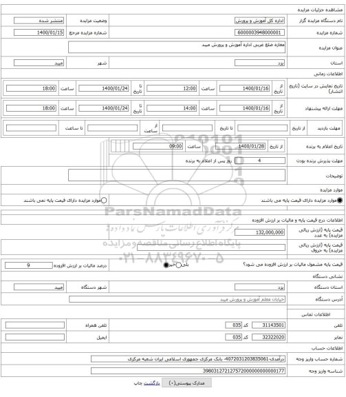 مغازه ضلع غربی اداره آموزش و پرورش میبد