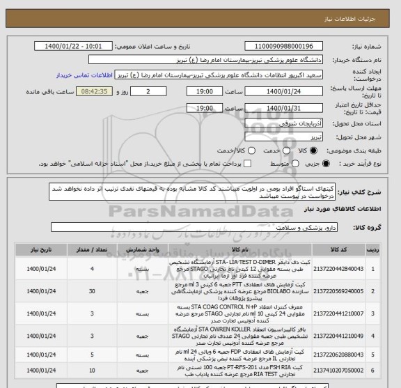 استعلام کیتهای استاگو افراد بومی در اولویت میباشند کد کالا مشابه بوده به قیمتهای نقدی ترتیب اثر داده نخواهد شد درخواست در پیوست میباشد