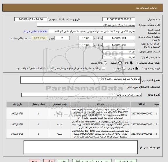 استعلام مربوط به شرکت تشخیص بافت آراژن