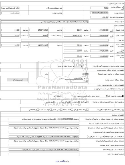 واگذاری 3 باب غرفه تجاری بدون اخذ سرقفلی در پایانه بار بندرعباس