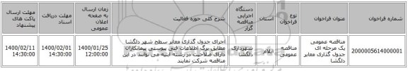 مناقصه عمومی یک مرحله ای جدول گذاری معابر دلگشا