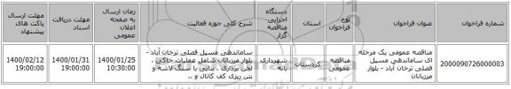 مناقصه عمومی یک مرحله ای ساماندهی مسیل فصلی ترخان آباد - بلوار مرزبانان