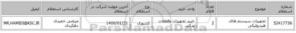 تجهیزات سیستم های هیدرولیکی