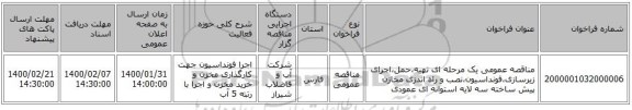 مناقصه عمومی یک مرحله ای تهیه،حمل،اجرای زیرسازی،فونداسیون،نصب و راه اندزی مخازن پیش ساخته سه لایه استوانه ای عمودی