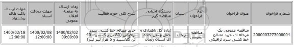 مناقصه عمومی یک مرحله ای خرید مصالح خط کشی سرد ترافیکی