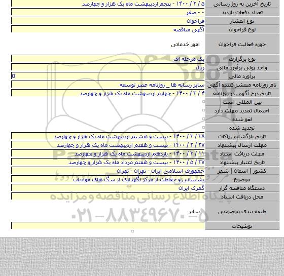 بشتیبانی و حفاظت از مرکز نگهداری از سگ های موادیاب