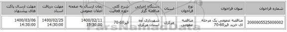 مناقصه عمومی یک مرحله ای خرید قیر60-70