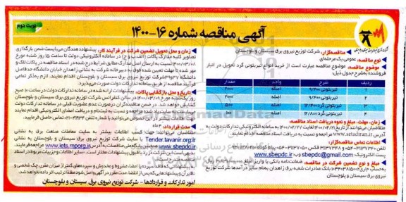  مناقصه ، مناقصه خرید انواع تیر بتونی گرد - نوبت دوم