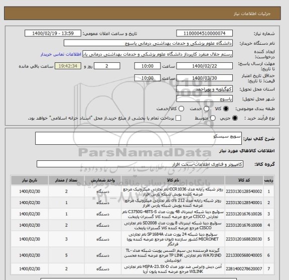 استعلام سویچ سیسکو