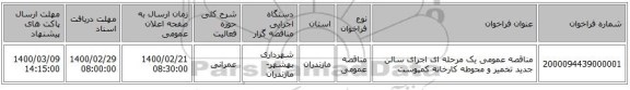 مناقصه عمومی یک مرحله ای اجرای سالن جدید تخمیر و محوطه کارخانه کمپوست