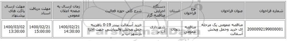 مناقصه عمومی یک مرحله ای خرید وحمل وپخش آسفالت