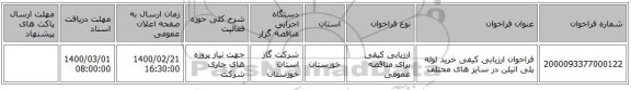 فراخوان ارزیابی کیفی خرید لوله پلی اتیلن در سایز های مختلف 