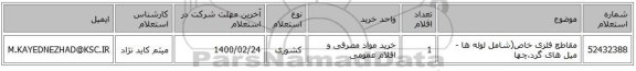 مقاطع فلزی خاص(شامل لوله ها - میل های گرد،چها