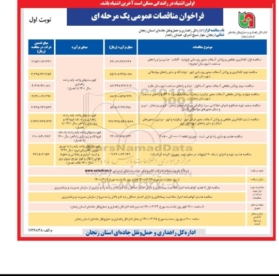 فراخوان مناقصه؛ فراخوان مناقصه لکه گیری مقطعی و روکش آسفالت ...