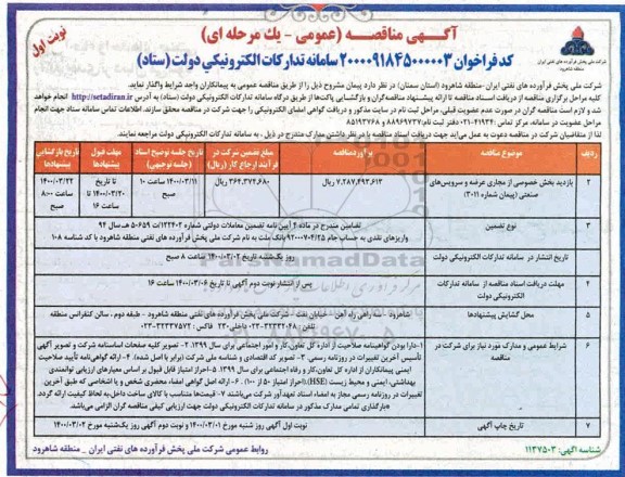 مناقصه بازدید بخش خصوصی از مجاری عرضه و سرویس های صنعتی