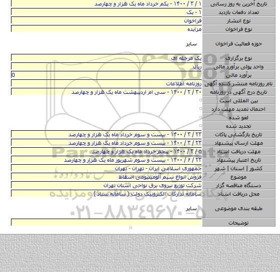 فروش انواع سیم آلومینیومی اسقاط