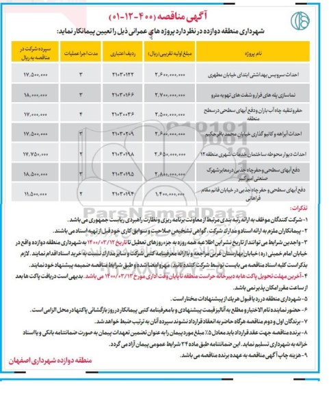 آگهی مناقصه ، مناقصه احداث سرویس بهداشتی و ...