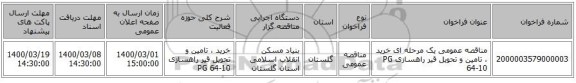 مناقصه عمومی یک مرحله ای خرید ، تامین و تحویل قیر راهسازی PG 64-10