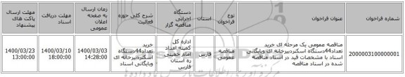 مناقصه عمومی یک مرحله ای خرید تعداد44دستگاه اسکنردبیرخانه ای وبایگانی اسناد با مشخصات قید در اسناد مناقصه                شده در اسناد مناقصه