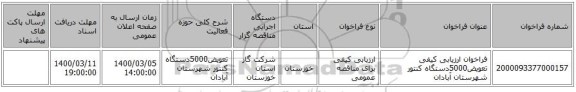 فراخوان ارزیابی کیفی تعویض5000دستگاه کنتور شهرستان آبادان