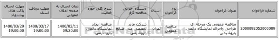 مناقصه عمومی یک مرحله ای طراحی واجرای نمایشگاه دائمی پتروشیمی 