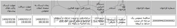 مناقصه عمومی یک مرحله ای مرمت جداول و آبروها