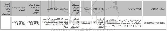 فراخوان ارزیابی کیفی نصب 2000کنتور و رگولاتوردر شهرستان مسجدسلیمان و گلگیر و عنبر و روستاهای تابعه