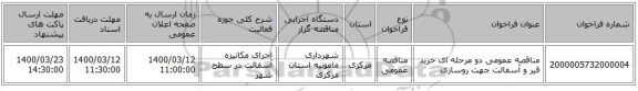 مناقصه عمومی دو مرحله ای خرید قیر و آسفالت جهت روسازی