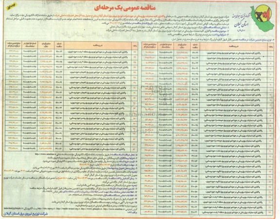 مناقصه واگذاری کلیه عملیات برق رسانی 