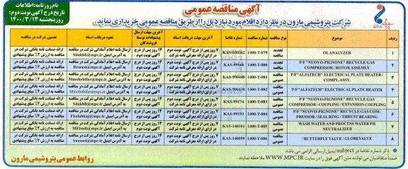 مناقصه olanalyzer