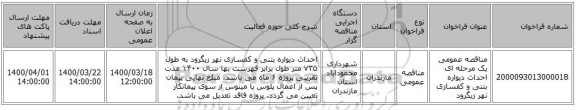 مناقصه عمومی یک مرحله ای احداث دیواره بتنی و کفسازی نهر زیگرود