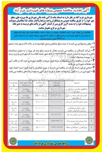 مناقصه پاسگاه های راهنمایی و رانندگی در سطح شهر ... تجدید